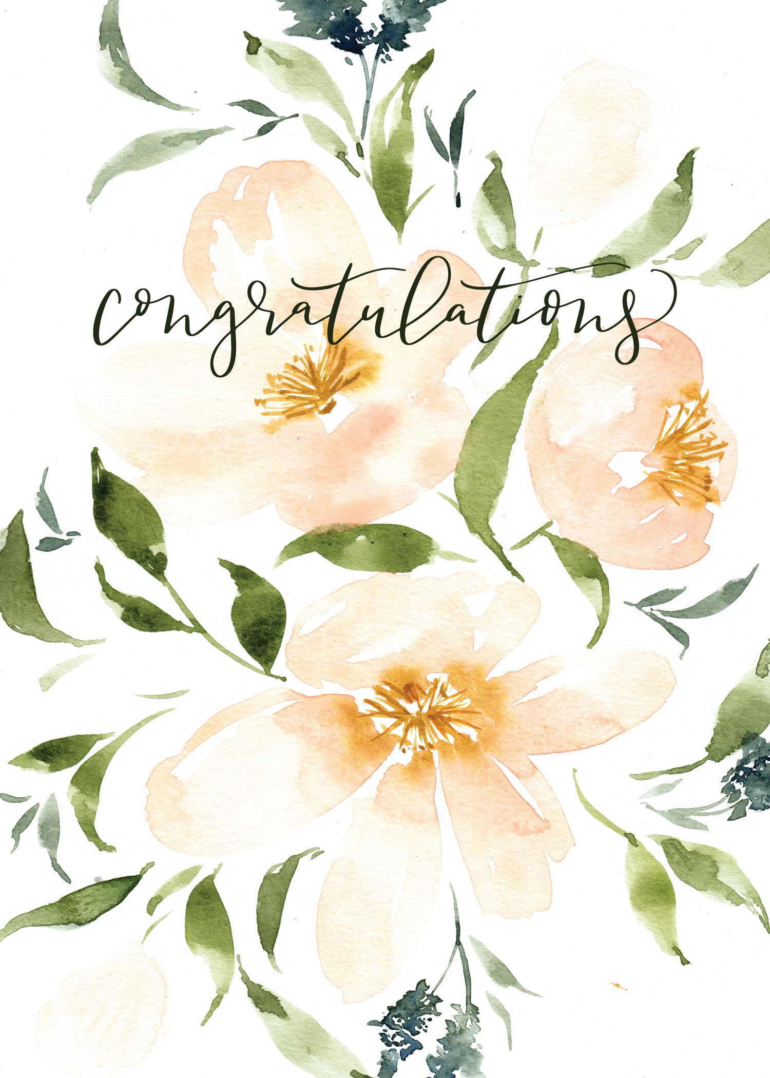 Congratulations floral watercolor